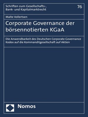 cover image of Corporate Governance der börsennotierten KGaA